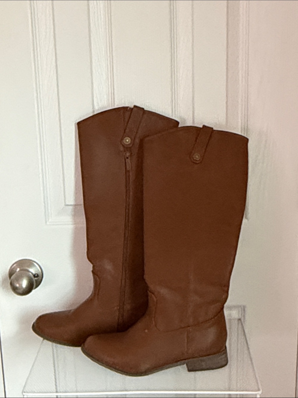 Classic Tall Brown Leather Riding Boots